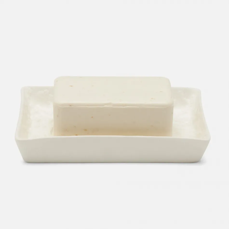 Alanya White Soap Dish Rectangular Tapered Porcelain