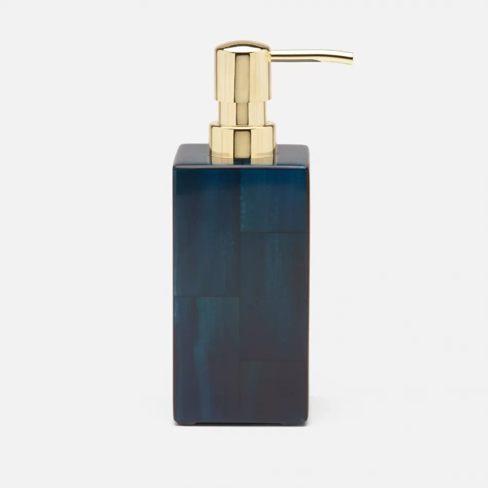 Arles Navy Soap Pump Square Straight Faux Horn