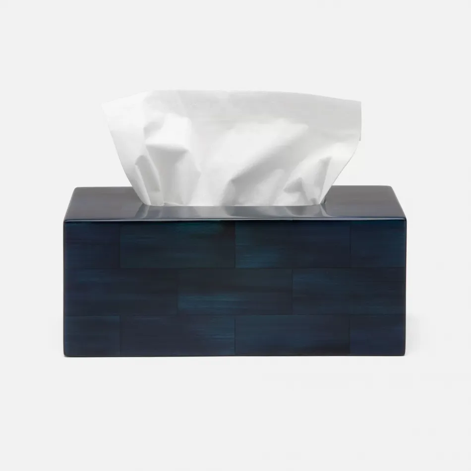 Arles Navy Tissue Box Rectangular Straight Faux Horn