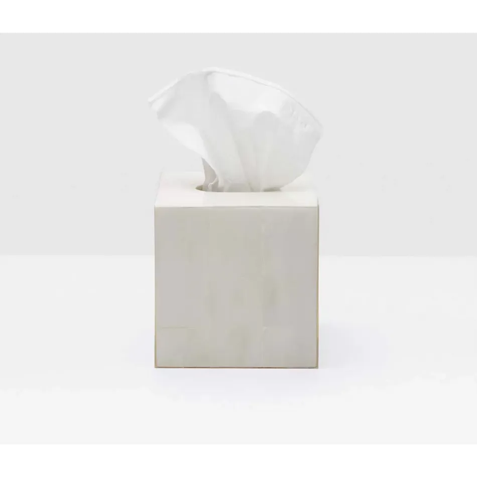 Arles White Tissue Box Square: 6"L x 6"W x 6"H