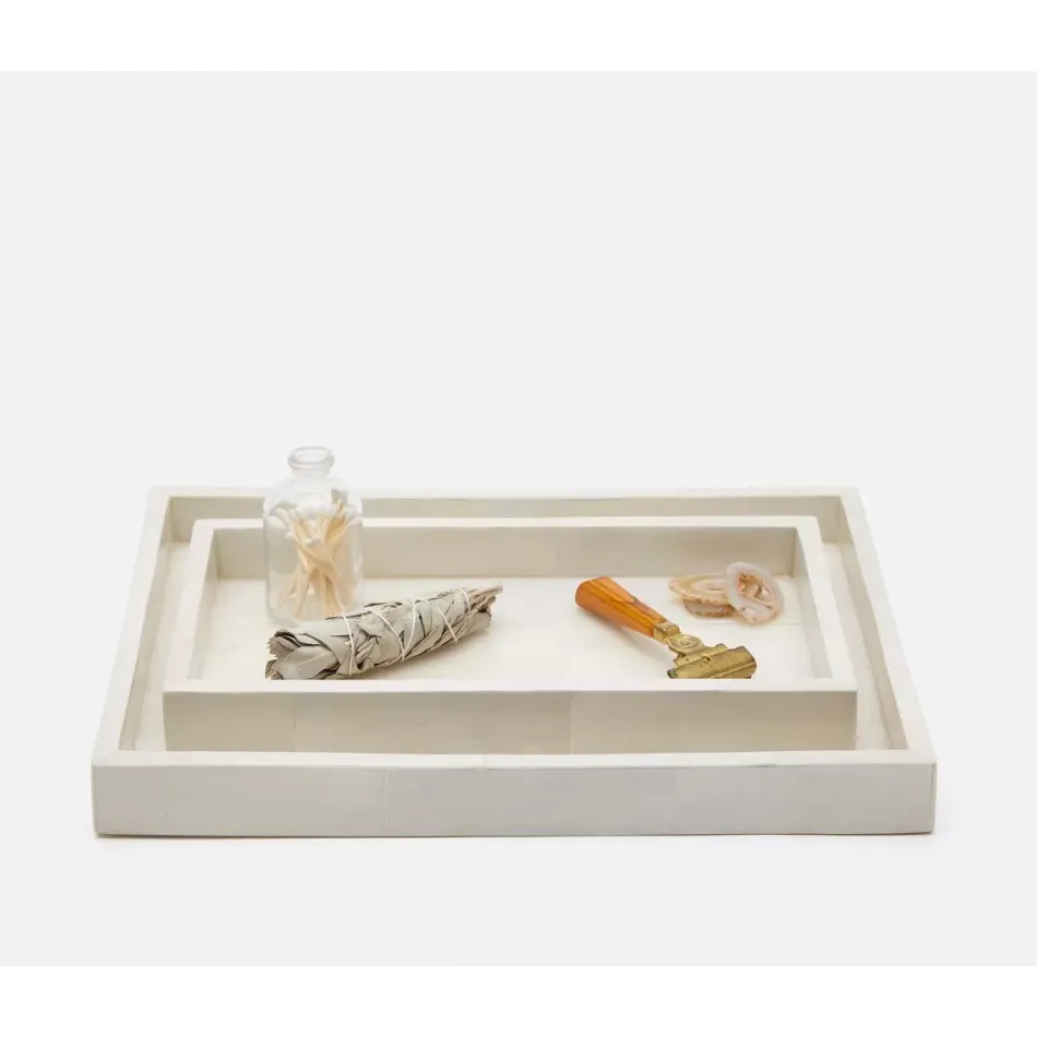 Arles White Trays 10.5"L x 6"W x 1.5"H, 12.5"L x 10"W x 1.5"H Set of 2
