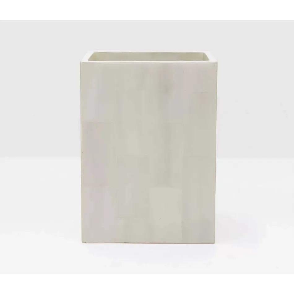 Arles White Wastebasket Square Straight Faux Horn