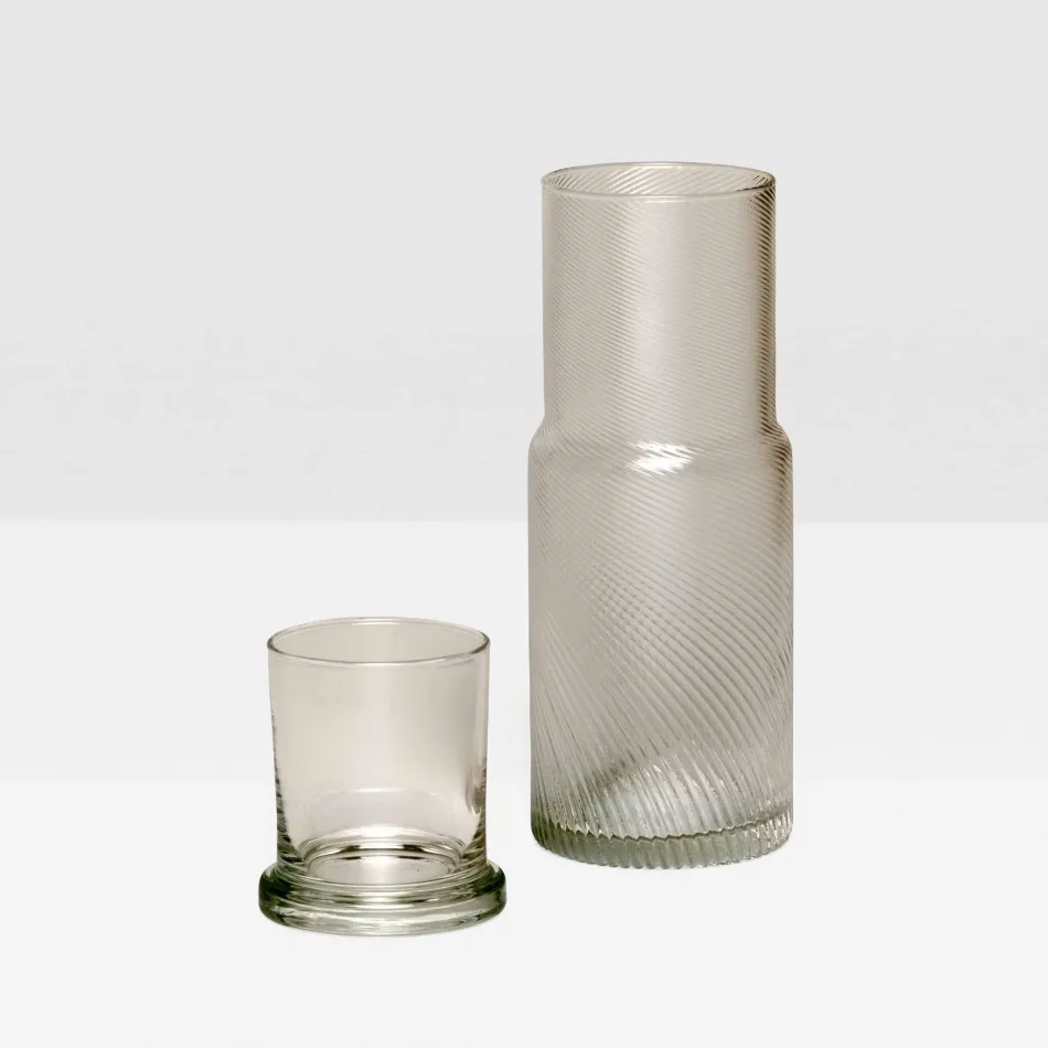 Banca Light Gray Carafe Round Handblown Glass