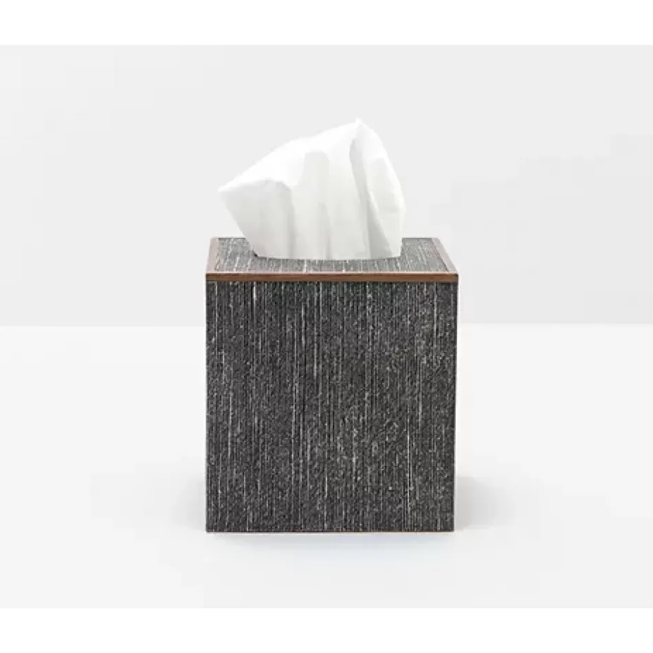 Bruges Charcoal Tissue Box Square Straight Faux Silk