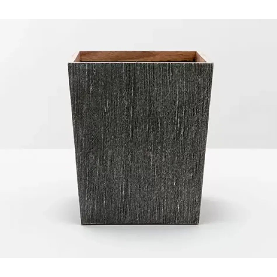 Bruges Charcoal Wastebasket Square Tapered Faux Silk