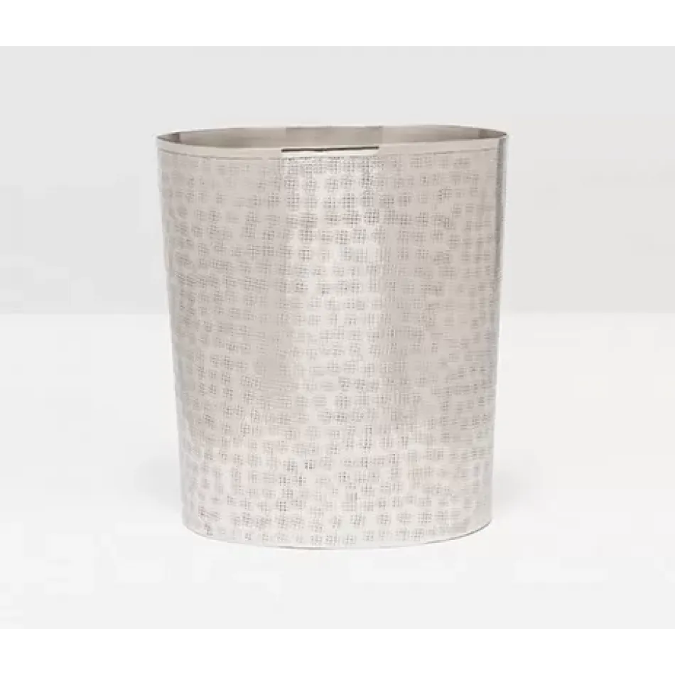 Buren Shiny Nickel Wastebasket Oval Etched Metal