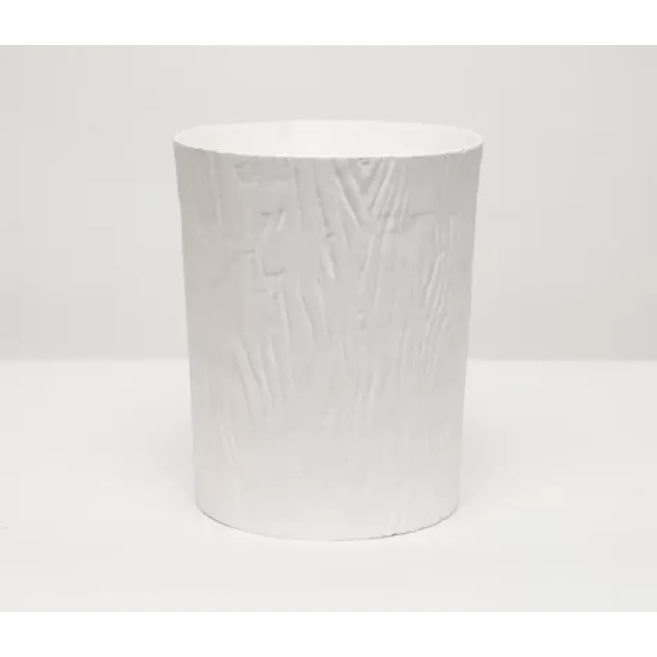 Burma White Wastebasket Round Tapered Porcelain Driftwood