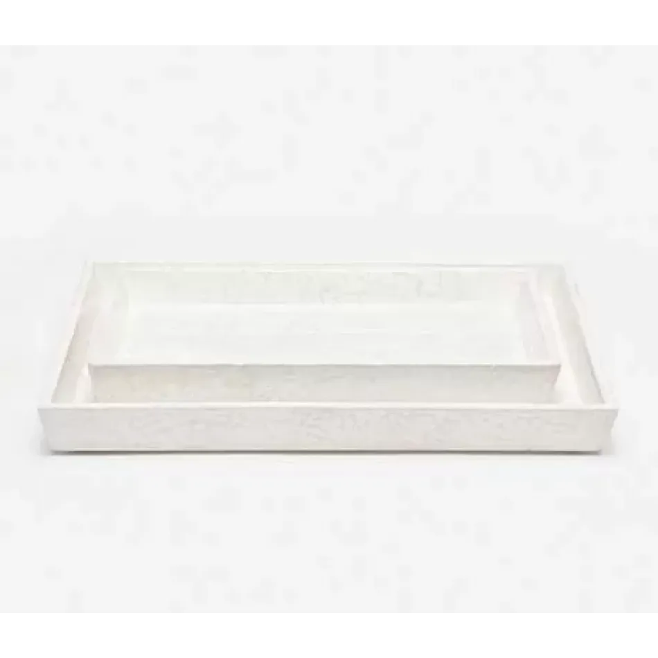 Callas White Nested Trays Rectangular Tapered Lacquered Eggshell, Set Of 2