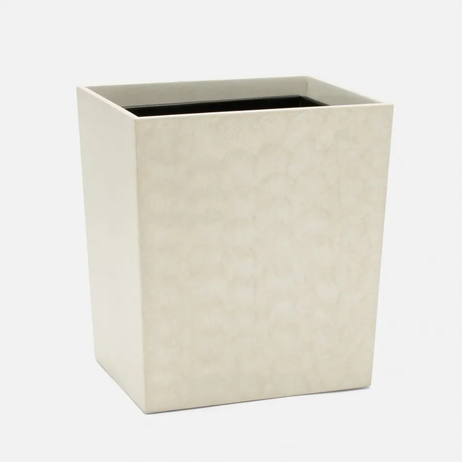 Charlotte White Wastebasket Rectangular Tapered Burl Resin