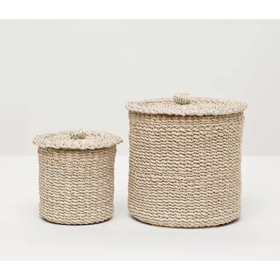 Chelston Bleached Canister Round Abaca Fiber, Set Of 2