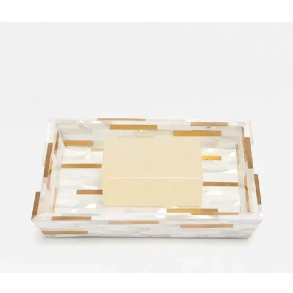 Cortona Brass Mix W/ Shell Soap Dish Rectangular Tapered White