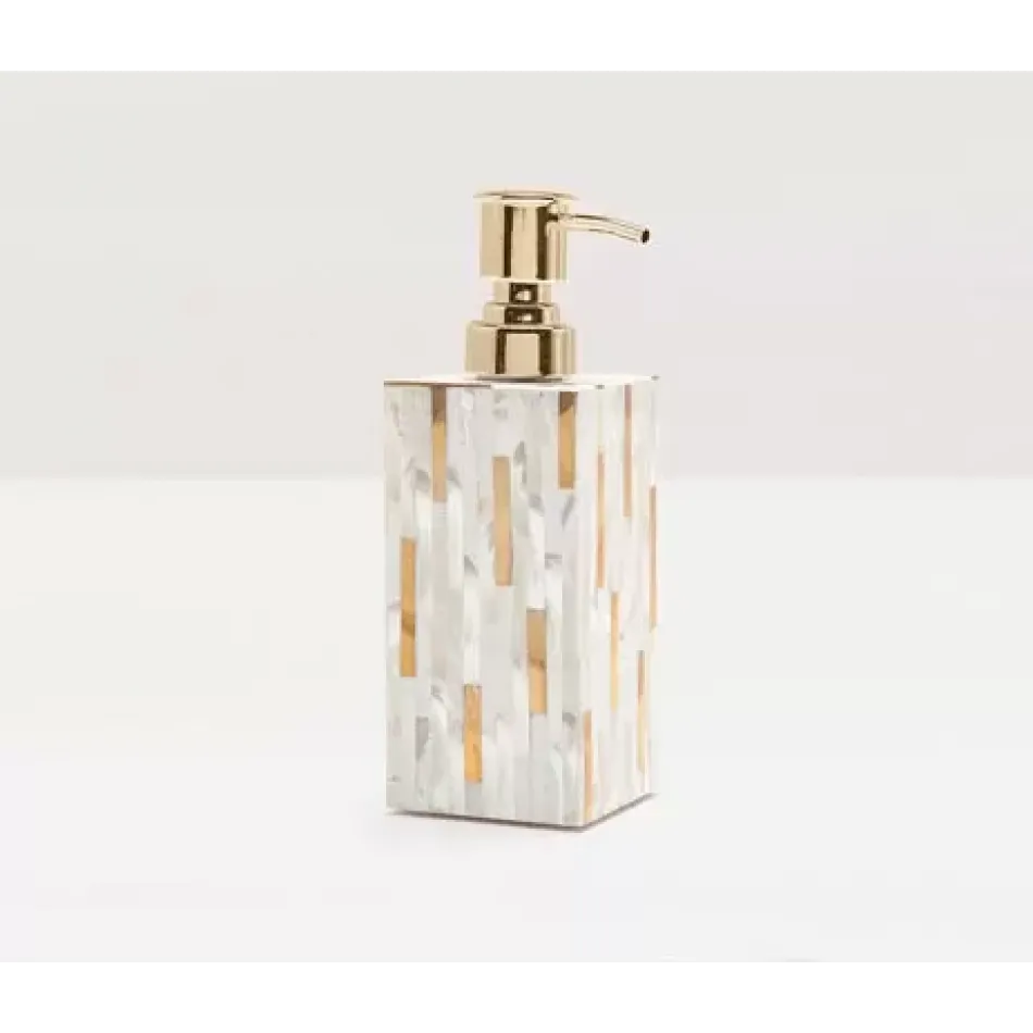 Cortona Brass Mix W/ Shell Soap Pump Square Straight White