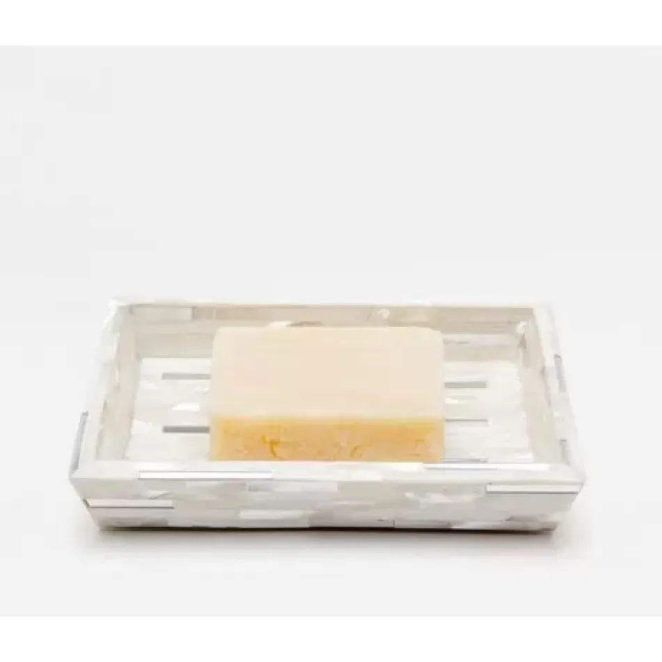 Cortona Silver Mix W/ Shell Soap Dish Rectangular Tapered White