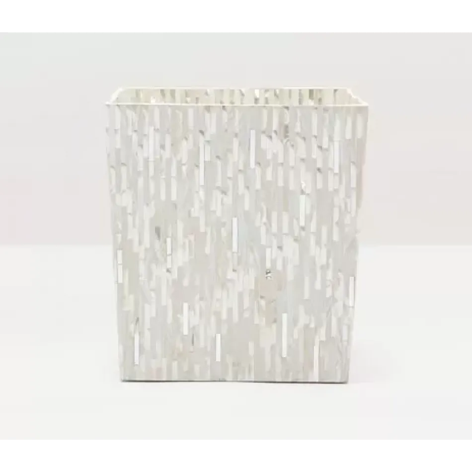 Cortona Silver Mix W/ Shell Wastebasket Rectangular Tapered White