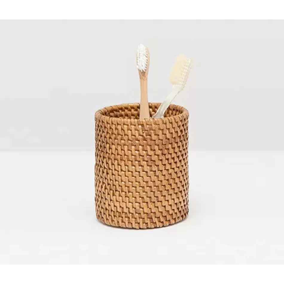 Dalton Brown Brush Holder Round Rattan