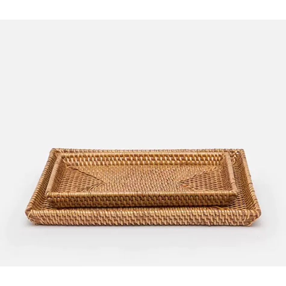 Dalton Brown Nested Trays Rectangular Tapered Rattan, Set Of 2