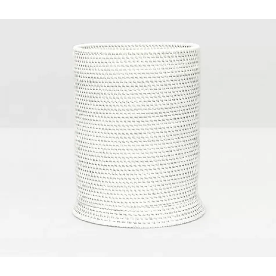 Dalton White Wastebasket Round Rattan