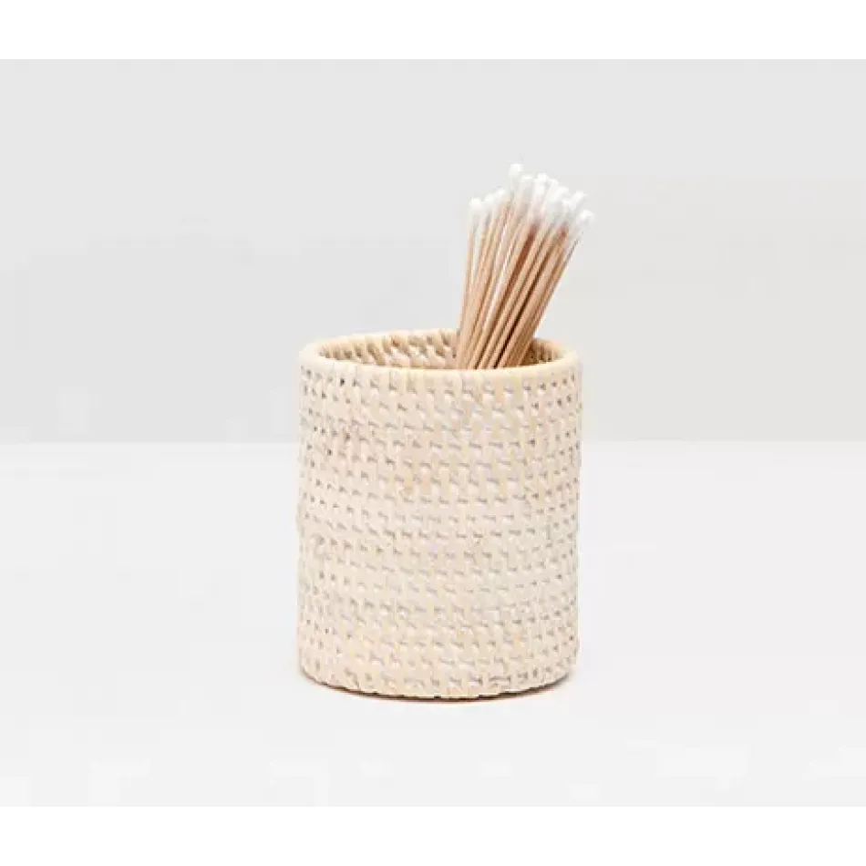 Dalton Whitewashed Brush Holder Round Rattan