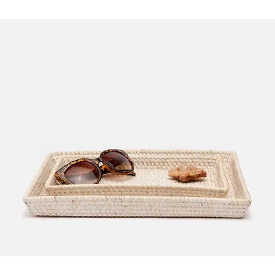 Dalton Whitewashed Nested Trays Rectangular Tapered Rattan, Set Of 2