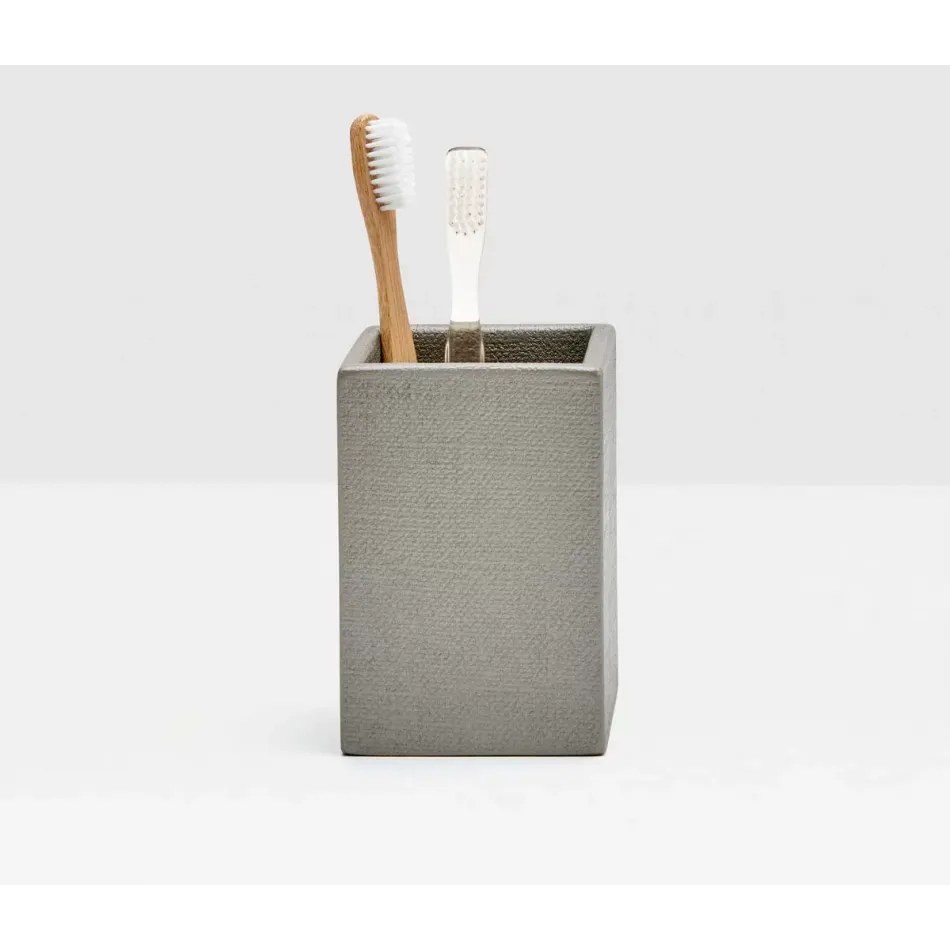 Dannes Light Gray Brush Holder Square Straight Faux Belgian Linen