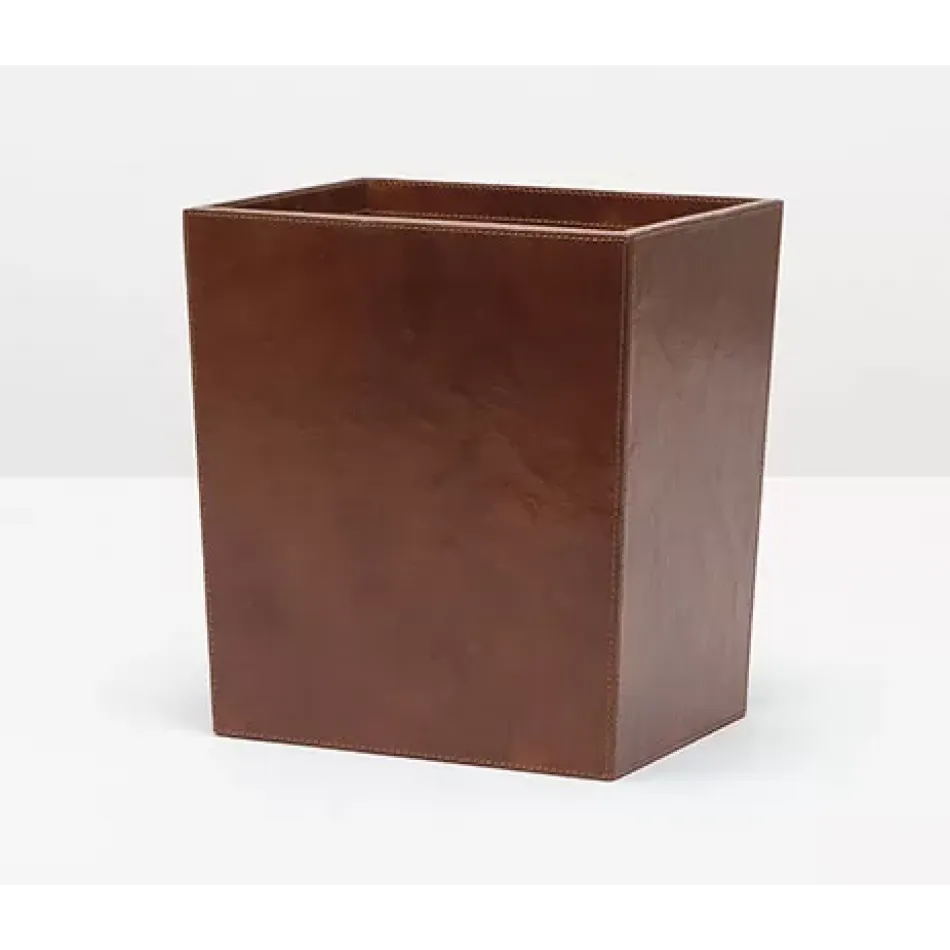 Hampton Tobacco Wastebasket Rectangular Tapered Full Grain Leather