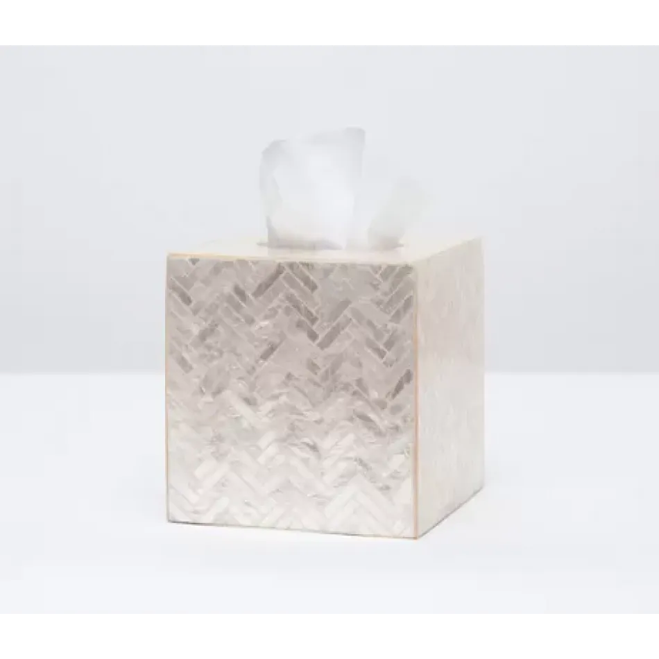 Handa Pearlized Tissue Box Square Straight Herringbone Capiz