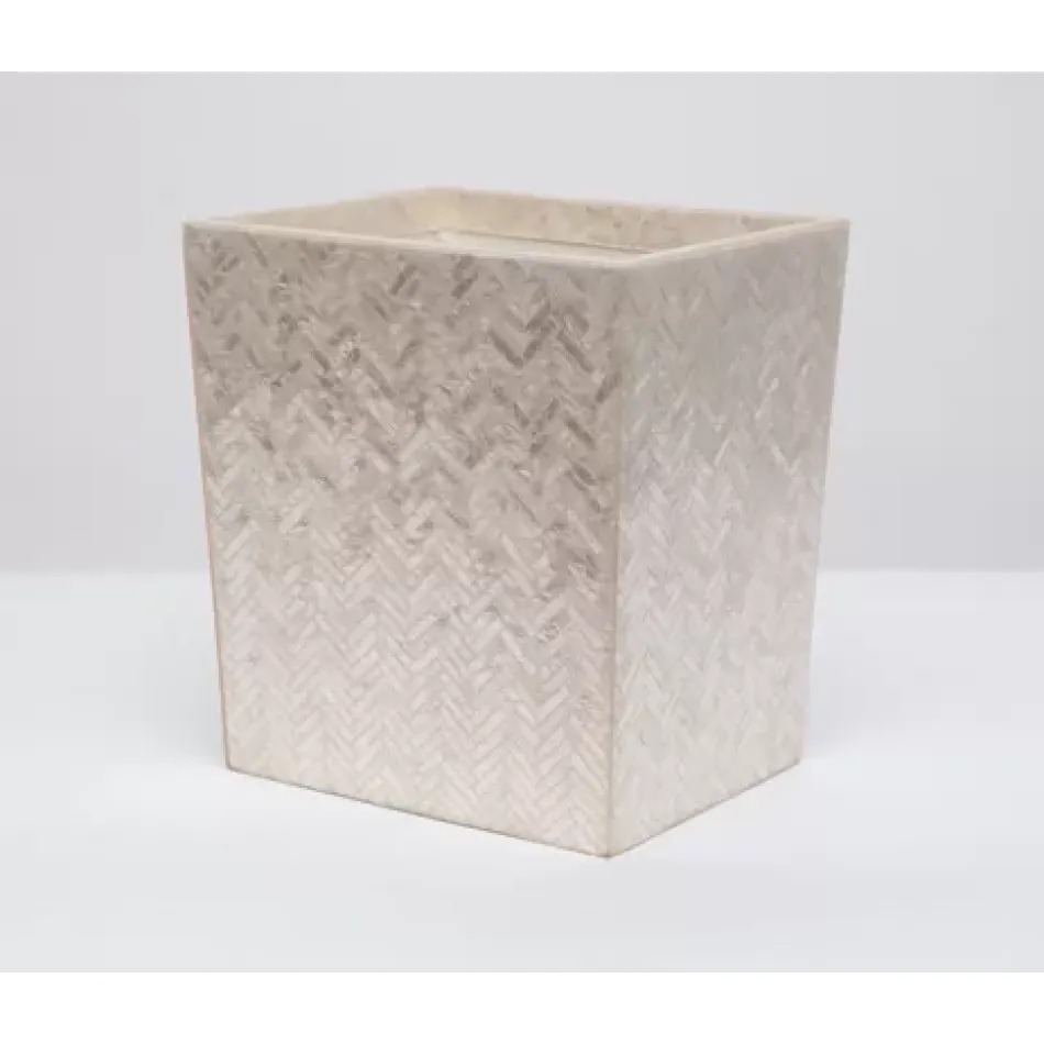 Handa Pealized Wastebasket Rectangular Tapered Herringbone Capiz