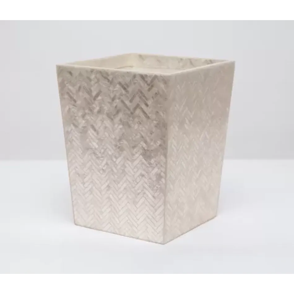 Handa Pearlized Wastebasket Square Tapered Herringbone Capiz