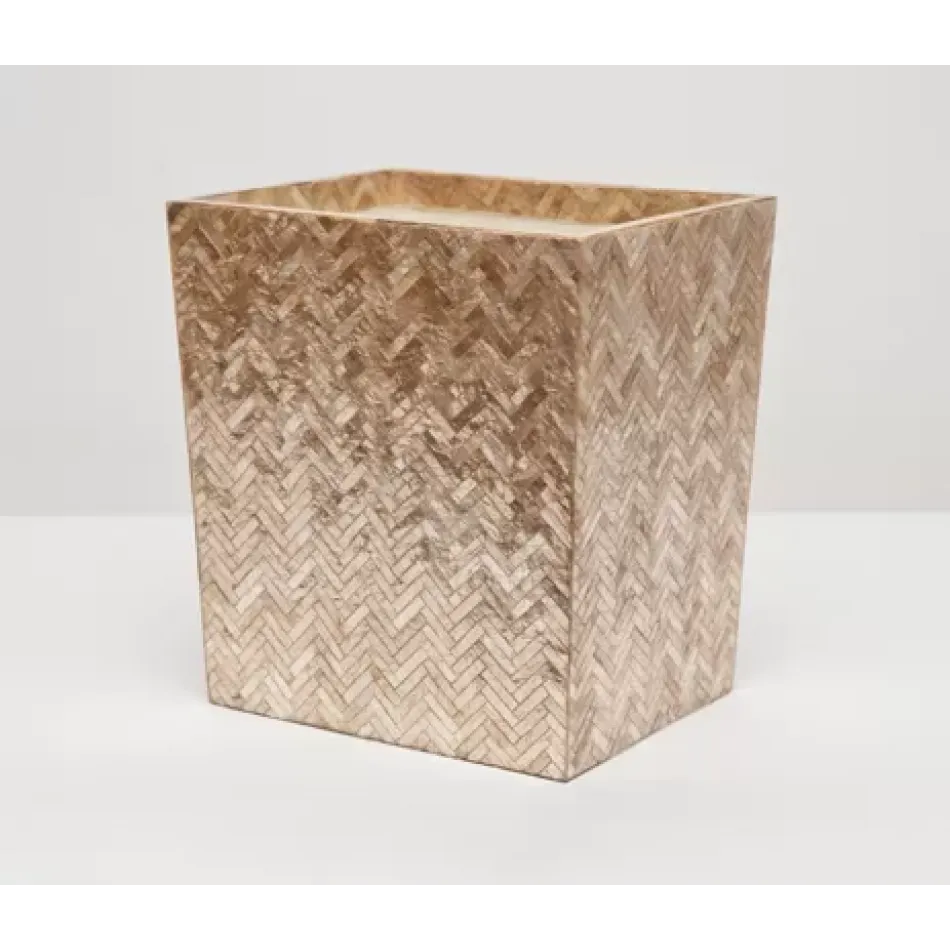 Handa Smoked Wastebasket Rectangular Tapered Herringbone Capiz