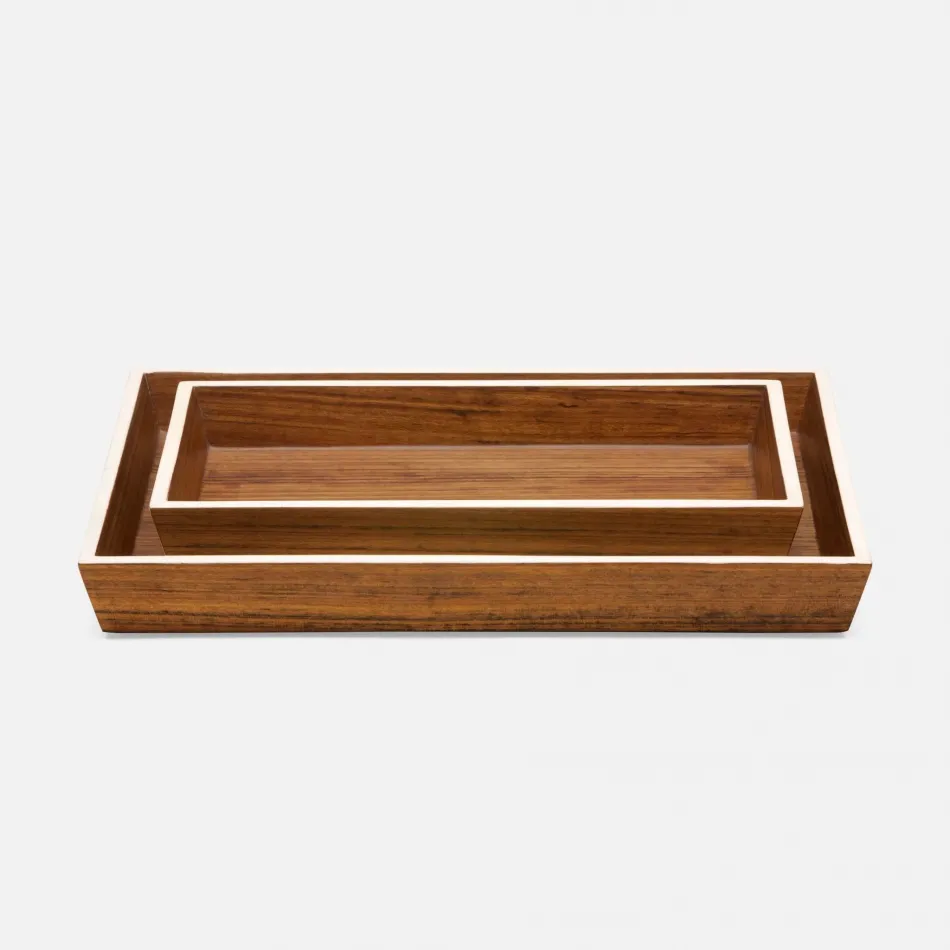 Harper Dark Teak Trays 13"L x 10"W x 1.5"H, Set of 2