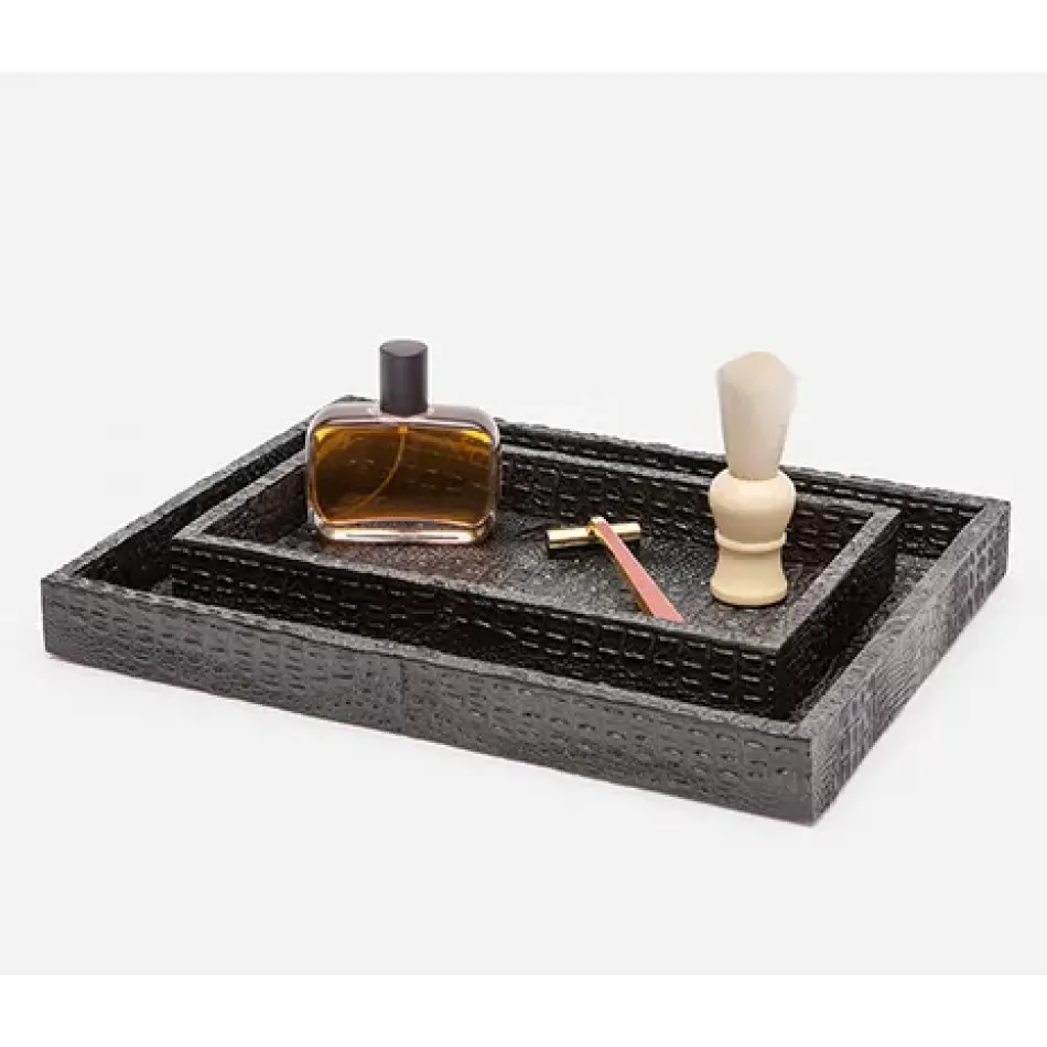 Hawen Black Trays 10"L x 6"W x 1.5"H, 13"L x 10"W x 1.5"H, Set of 2