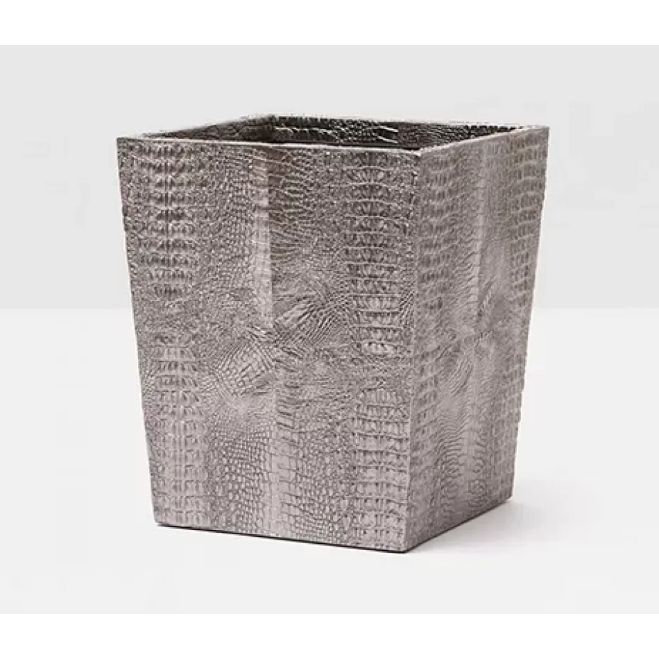 Hawen #Dnr# Pewter Wastebasket Square Tapered Faux Baby Crocodile