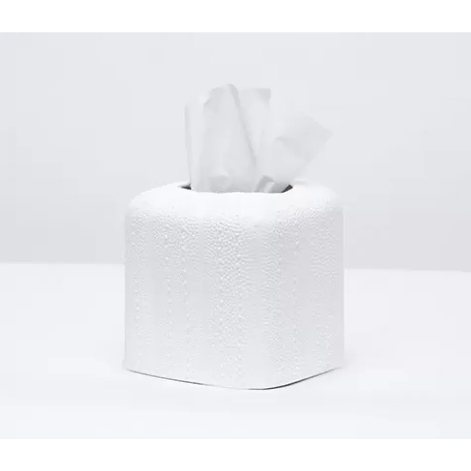 Hilo White Tissue Box Square Straight Porcelain Sea Urchin