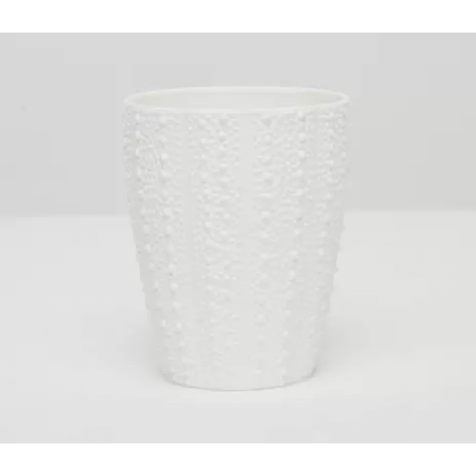 Hilo White Wastebasket Round Tapered Porcelain Sea Urchin