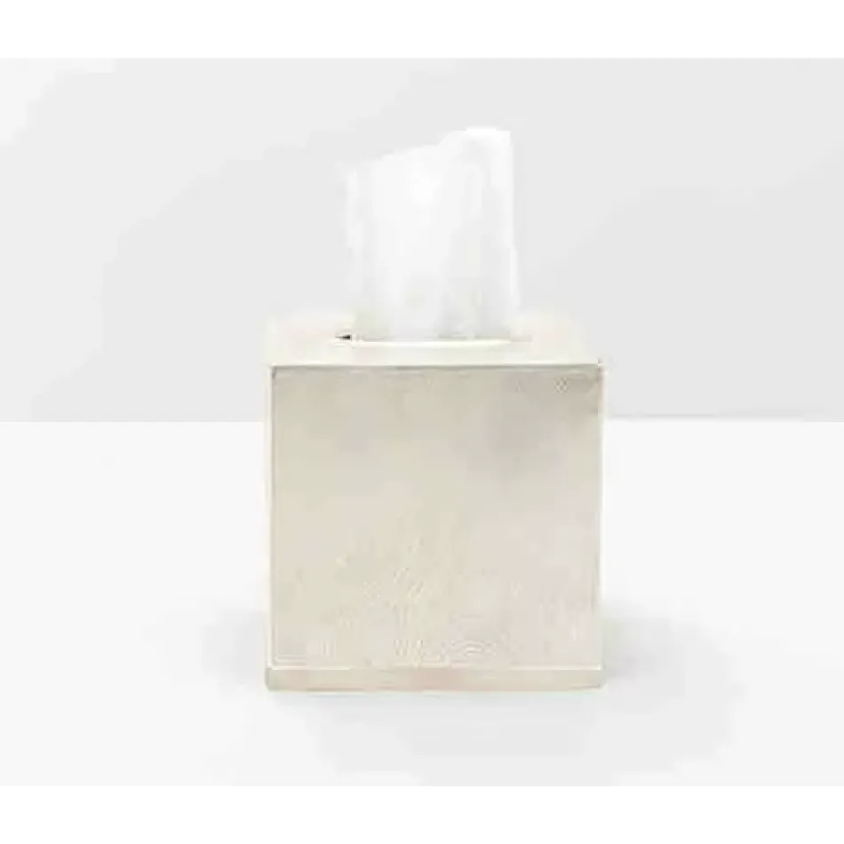 Humbolt Matte Silver Tissue Box Square Straight Ridged Metal