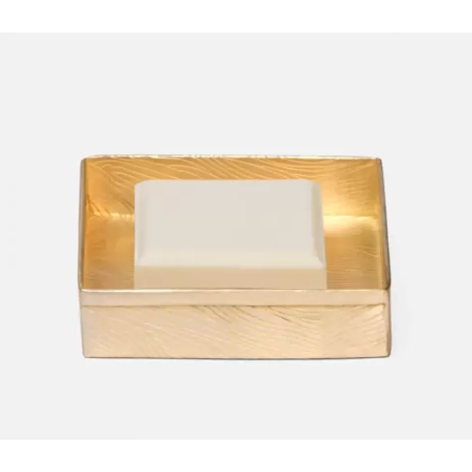 Humbolt Shiny Brass Soap Dish Square Ridged Metal