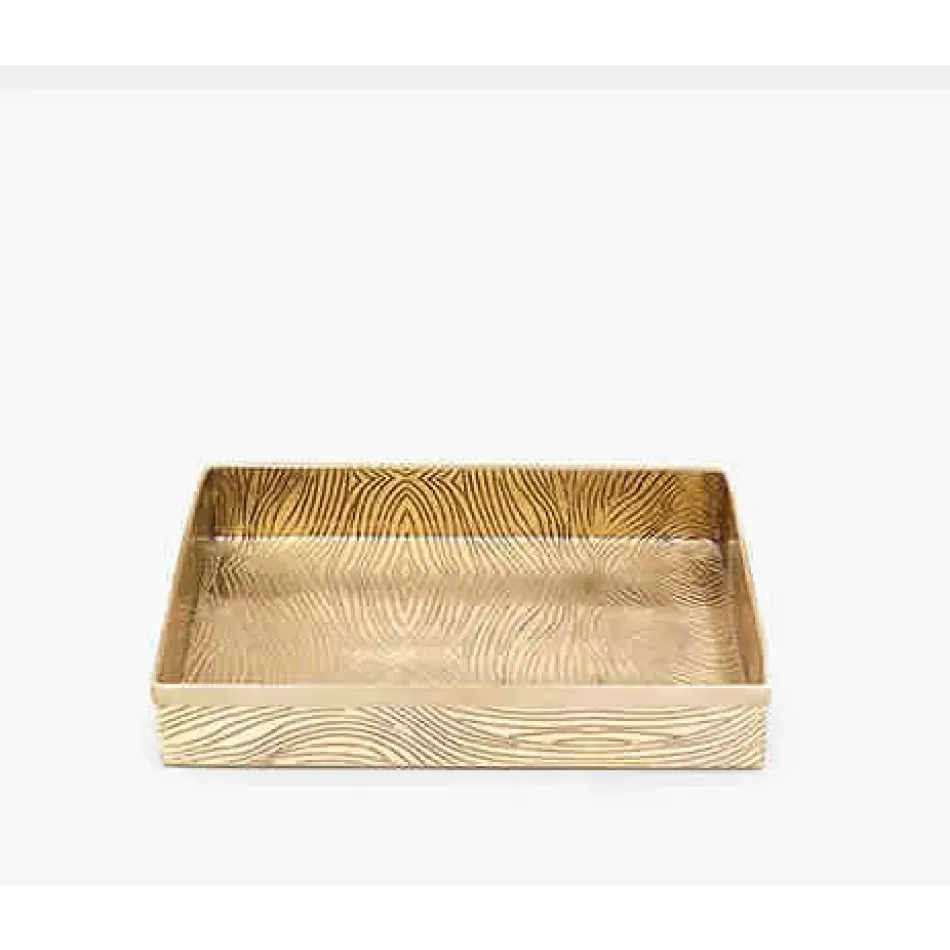 Humbolt Shiny Brass Soap Dish Rectangular Straight Ridged Metal