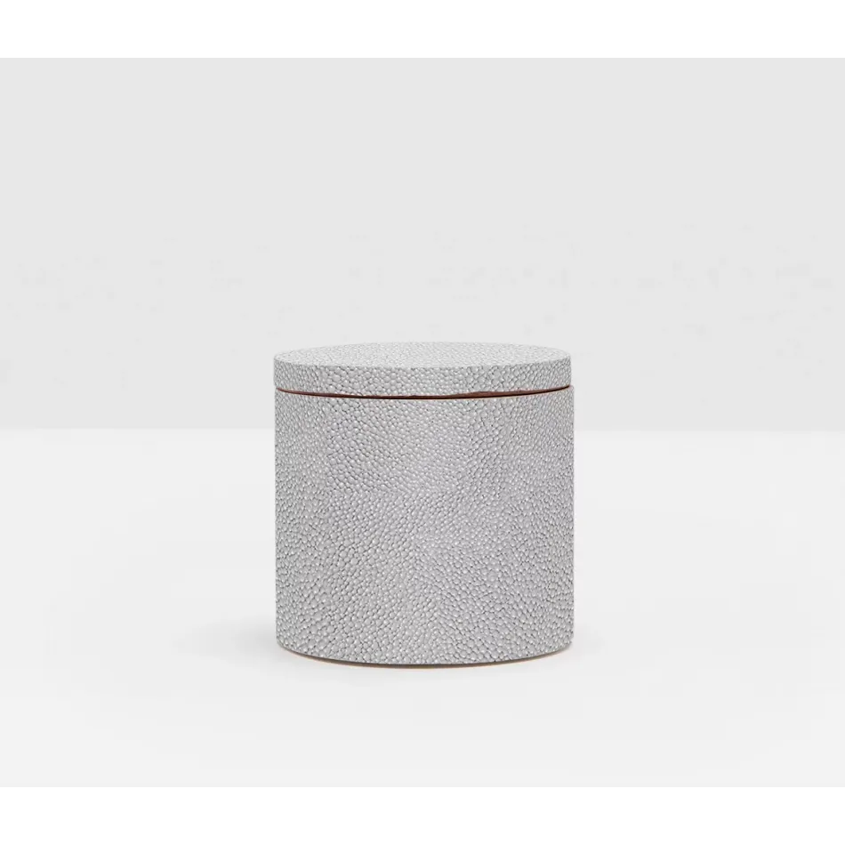 Manchester Ash Gray Canister Round Large Realistic Faux Shagreen