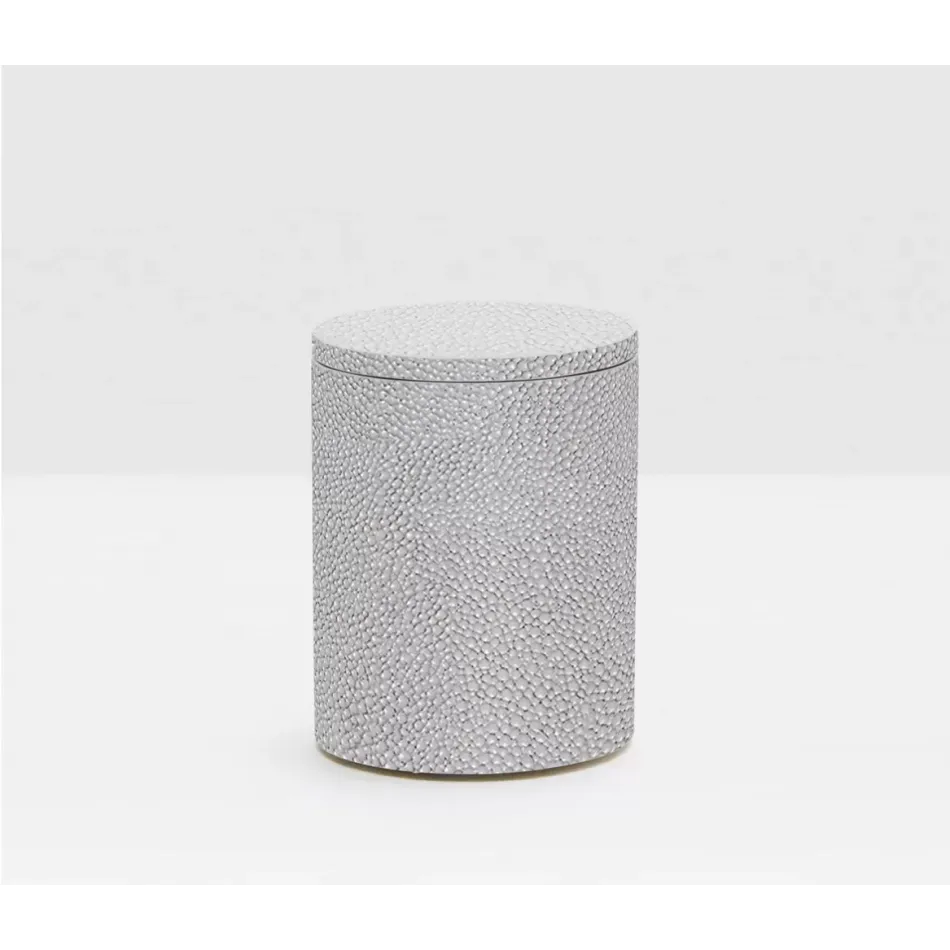 Manchester Ash Gray Canister Round Small Realistic Faux Shagreen