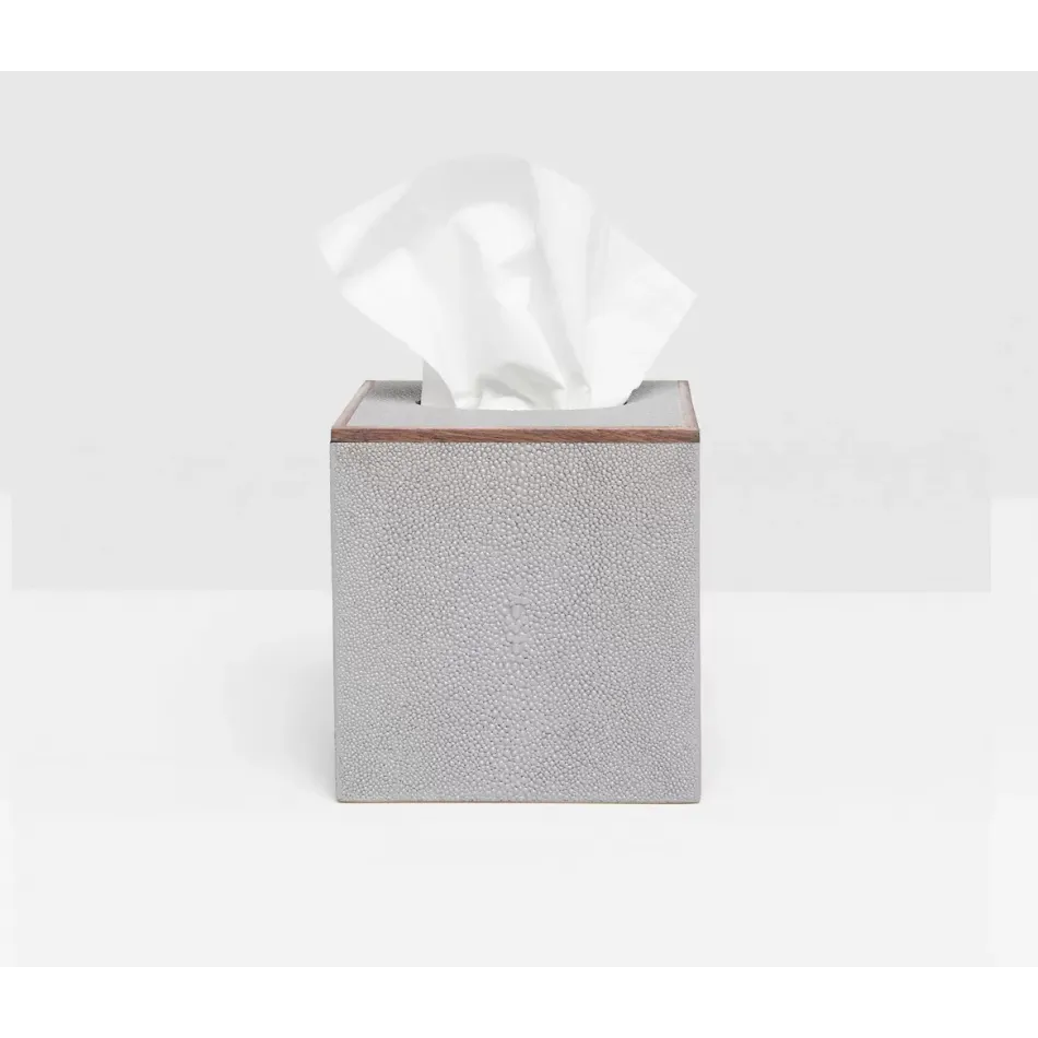 Manchester Ash Gray Tissue Box Square Straight Realistic Faux Shagreen