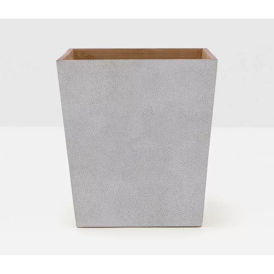 Manchester Ash Gray Wastebasket Rectangular Tapered Realistic Faux Shagreen