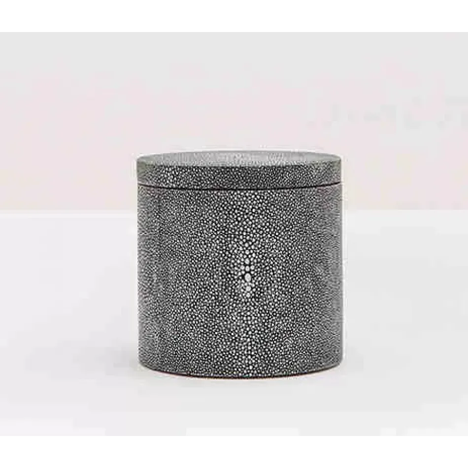 Manchester Cool Gray Canister Round Large Realistic Faux Shagreen