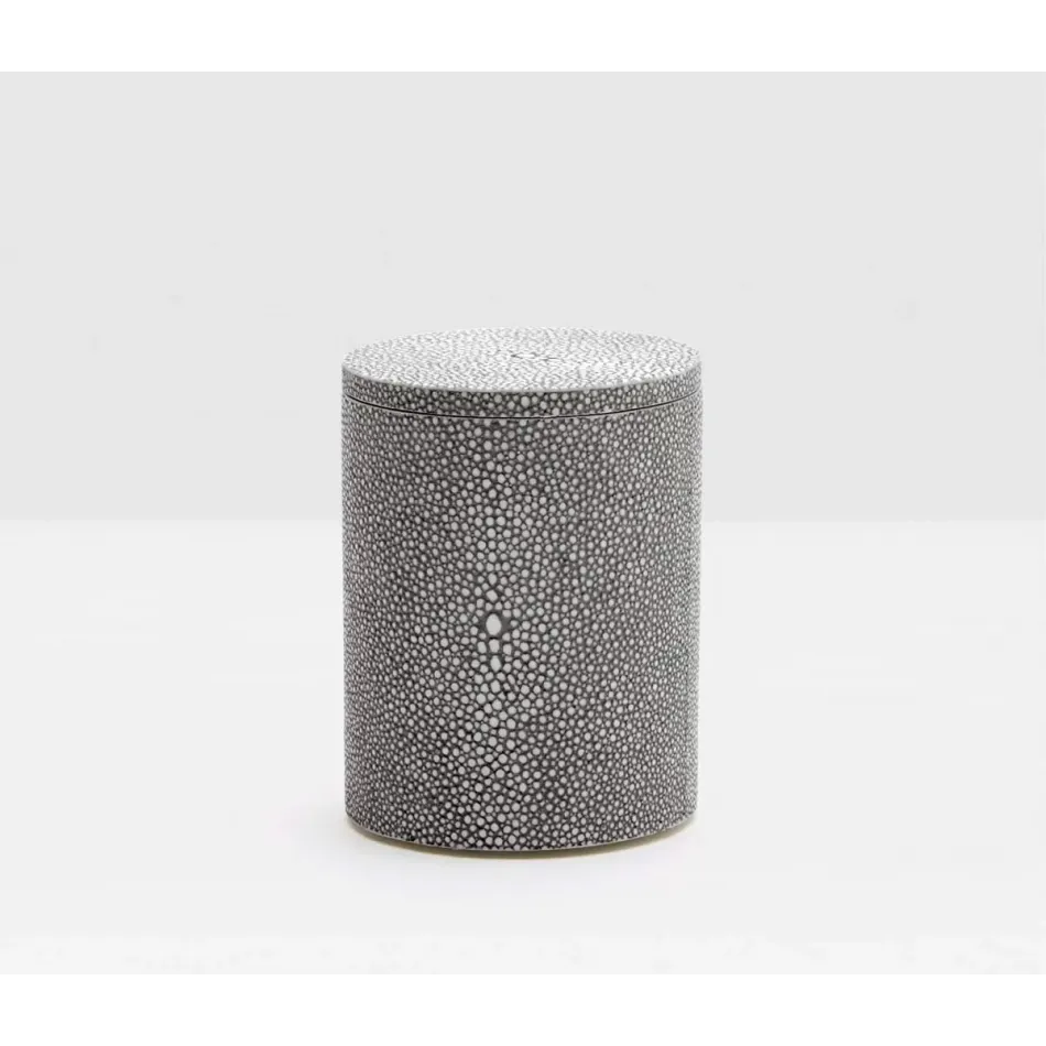 Manchester Cool Gray Canister Round Small Realistic Faux Shagreen