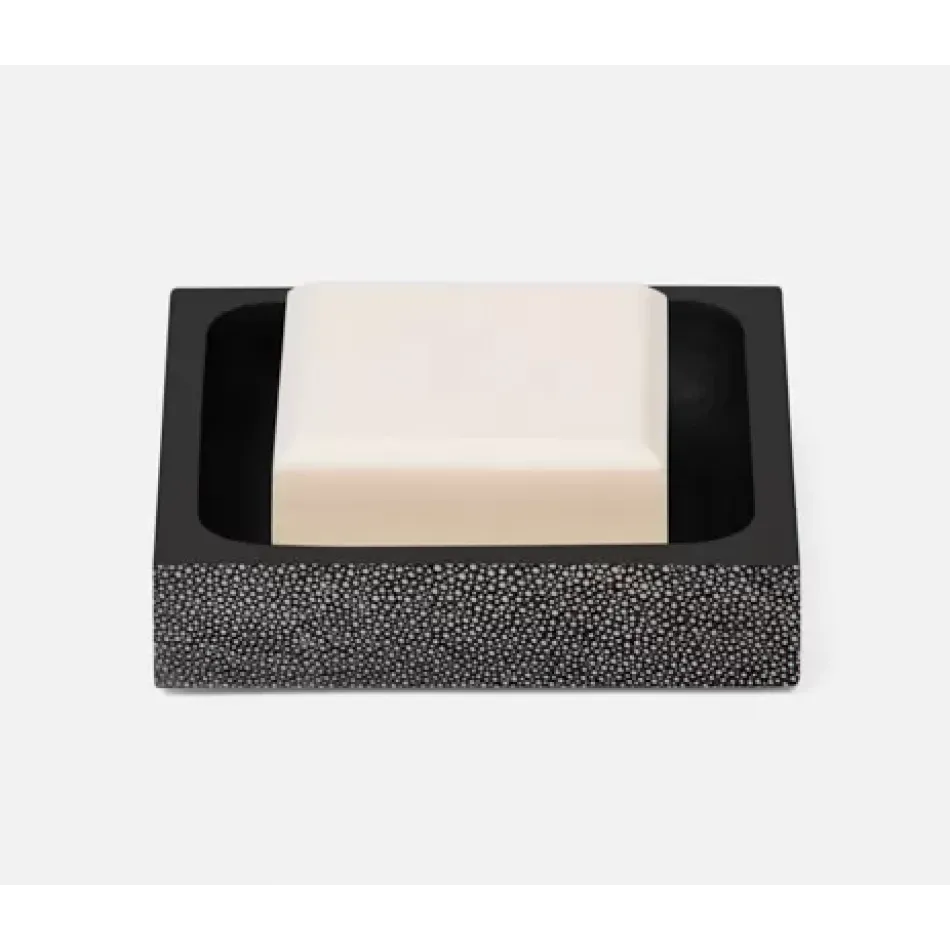 Manchester Cool Gray Soap Dish Square Straight Realistic Faux Shagreen