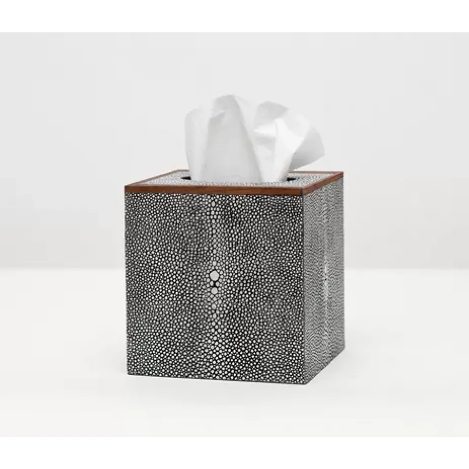 Manchester Cool Gray Tissue Box Square Straight Realistic Faux Shagreen