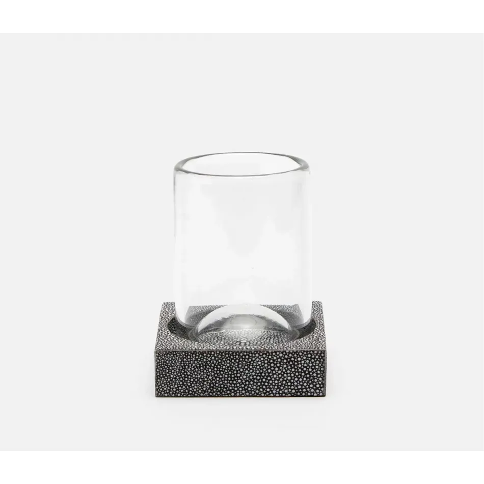 Manchester Cool Gray Tumbler Set Square Straight Realistic Faux Shagreen