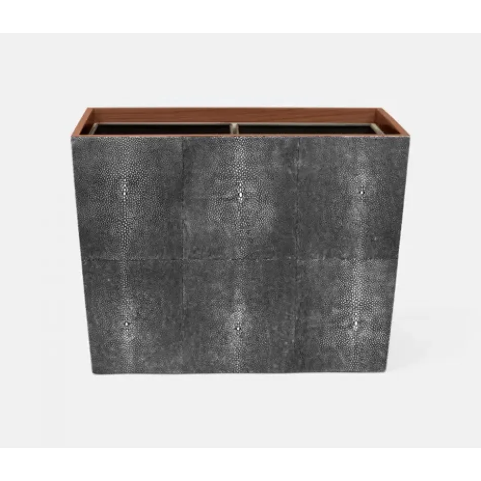 Manchester Cool Gray Double Wastebasket Rectangular Tapered Realistic Faux Shagreen