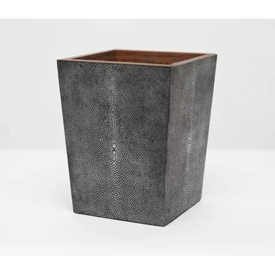 Manchester Cool Gray Wastebasket Square Tapered Realistic Faux Shagreen