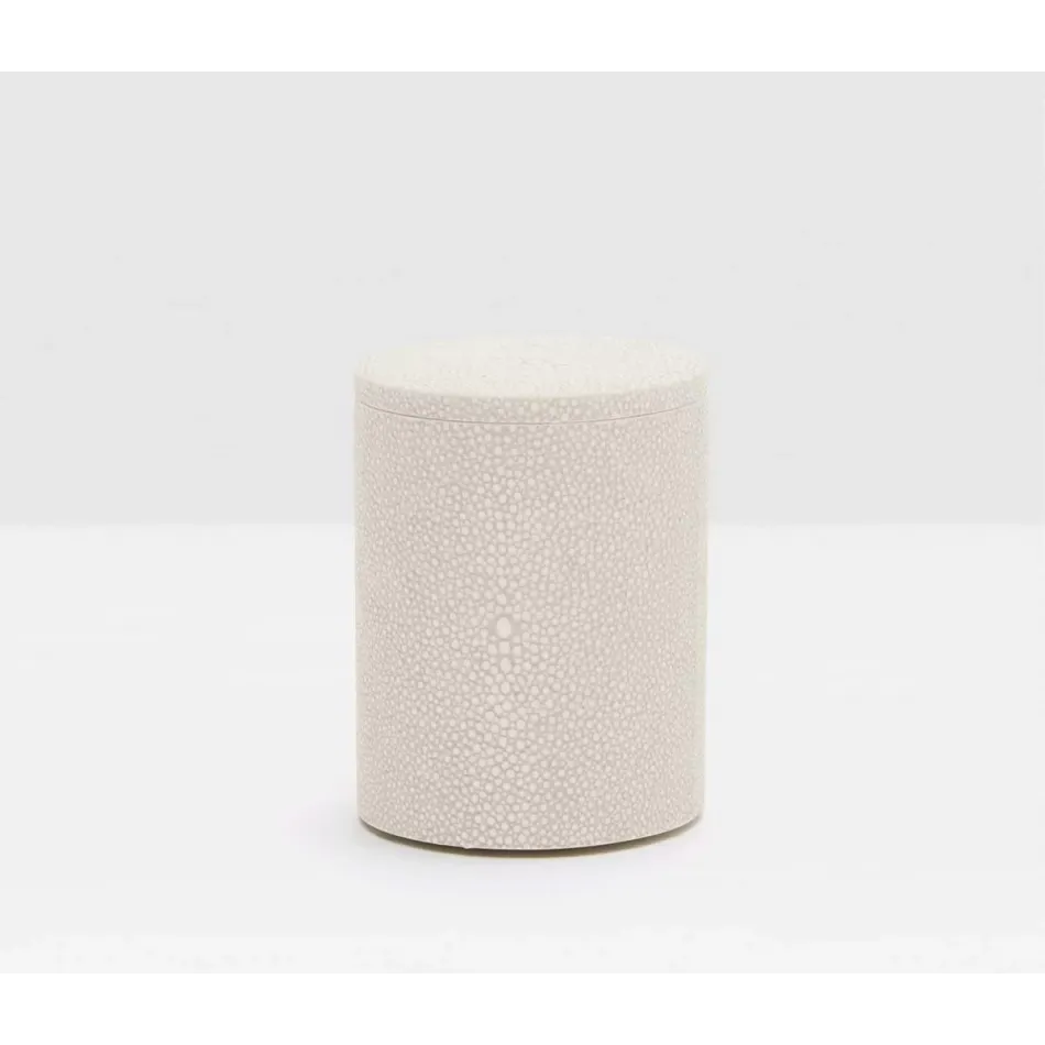 Manchester Ivory Canister Round Small Realistic Faux Shagreen