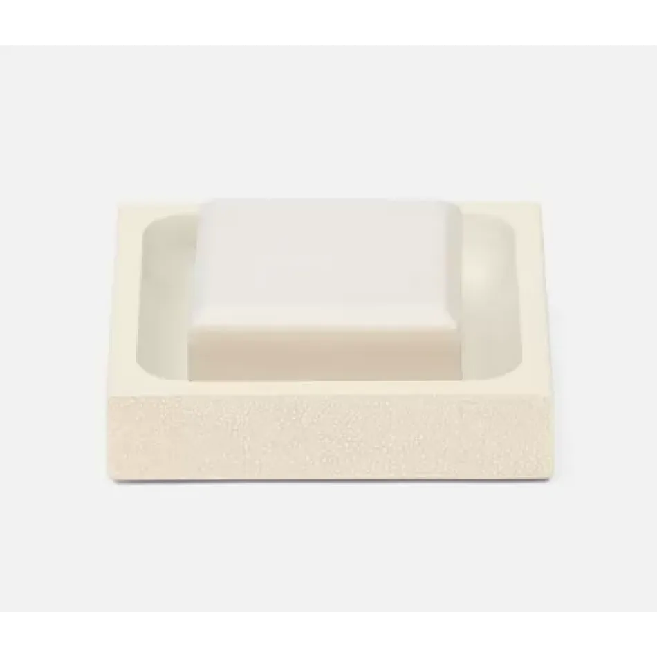 Manchester Ivory Soap Dish Square Straight Realistic Faux Shagreen